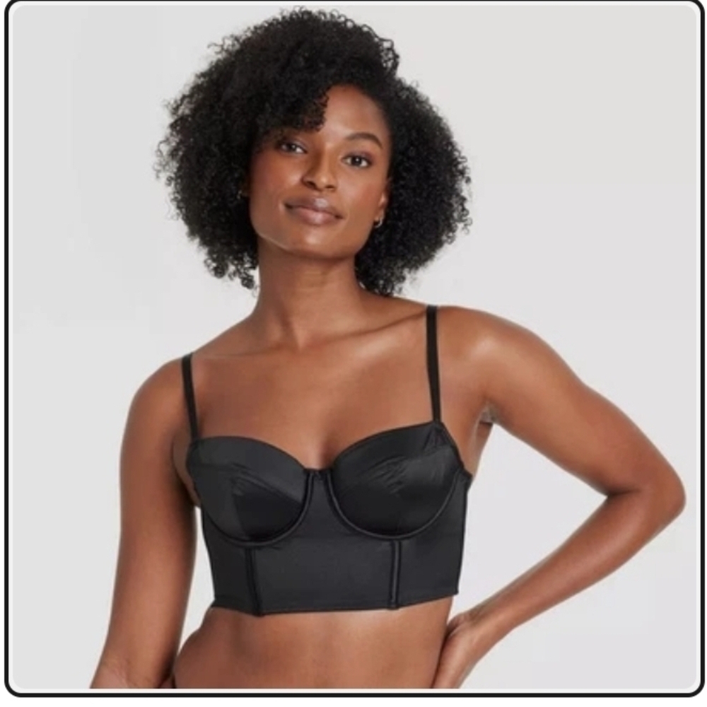 Auden Women's Satin Lightly Lined Lingerie Corset Black Size L